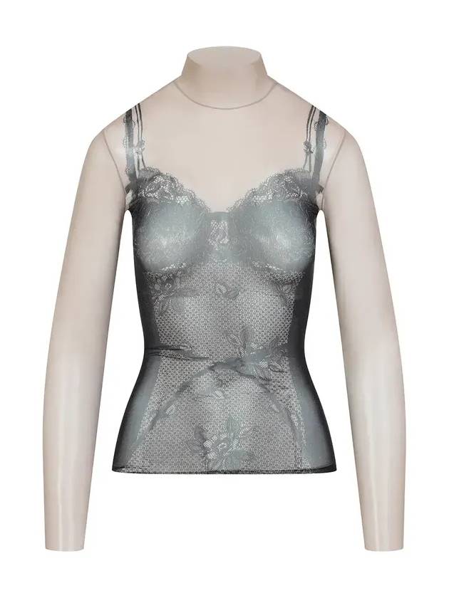 발렌시아가 란제리 프린트 롱슬리브 탑 8292144F4B4_1094BLACKLIGHTBEIGE