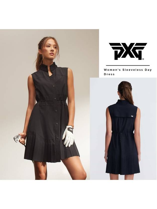 PXG 여성 Sleeveless Day Dress 여자 골프웨어 블랙 카라 골프 원피스
