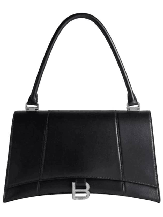 발렌시아가 아워글래스 힌지 미디엄 숄더 백 블랙