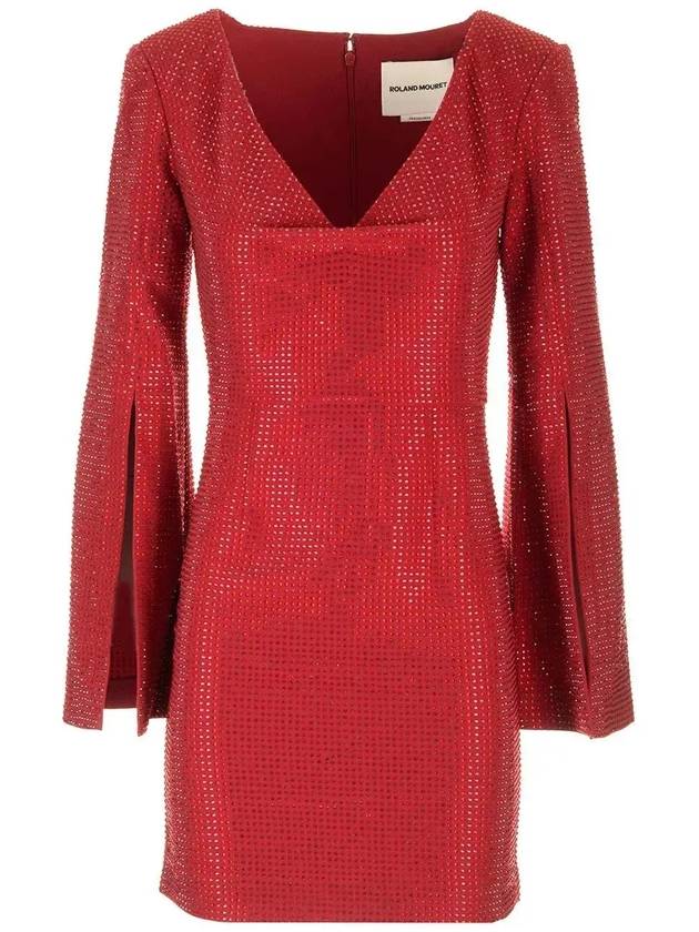 롤랑 무레 장식 V넥 미니 드레스 RMPF24019SR_RED