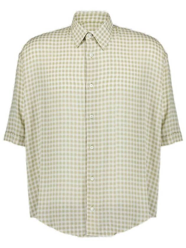 AMI 깅엄 반소매 셔츠