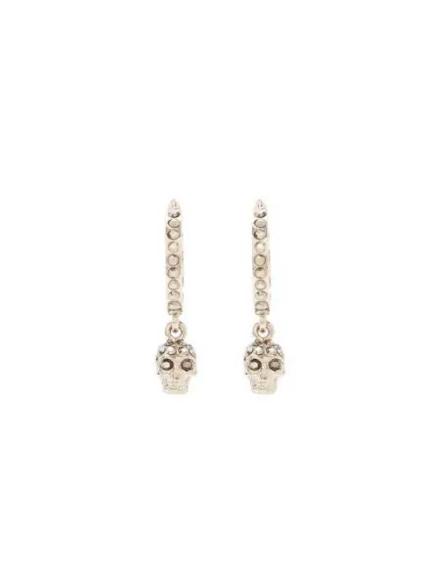 W 알렉산더 맥퀸 스컬 미니 크레올 후프 이어링 라이트 골드 W Alexander McQueen Skull Mini Creole Hoop Earrings Light Gold