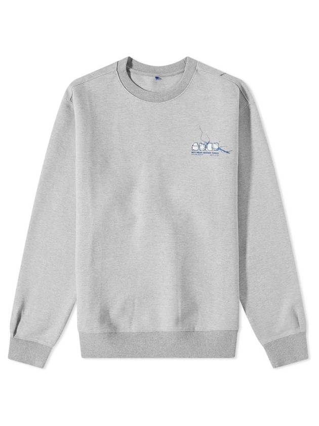 아더에러 남성 스몰 자수 로고 크루넥 맨투맨 그레이