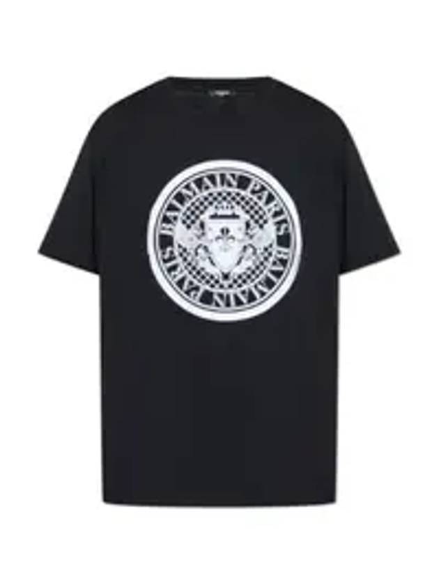 발망 벨벳 로고 반팔 티셔츠 블랙