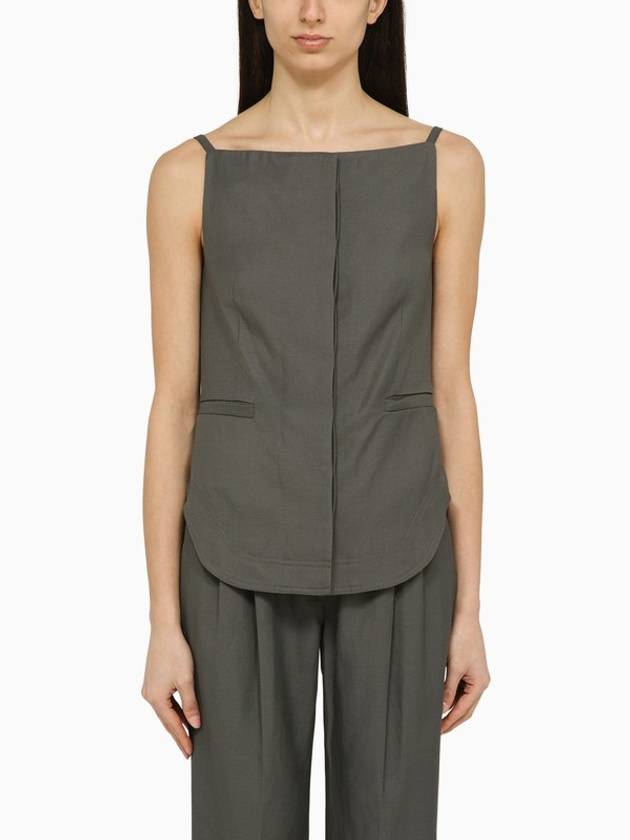 Loulou Studio Grey linen-blend tank top