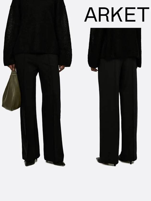 아르켓 바지 여성 주름 웨이스트 팬츠 블랙