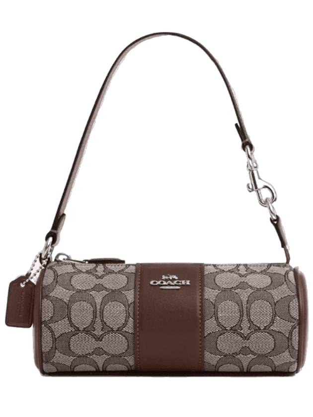 코치 노리타 배럴 시그니처 자카드 숄더 백 오크 메이플