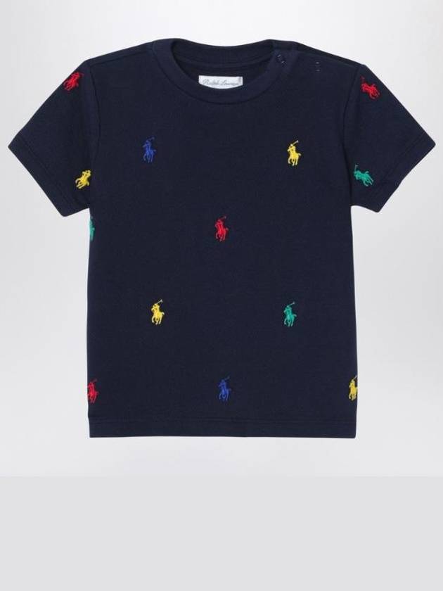 폴로 랄프로렌 FW24 Navy blue cotton T shirt with embroidered logos 320844626010CO P_POLOR RN