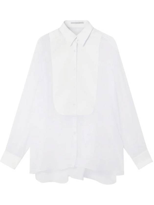 스텔라 맥카트니 S 웨이브 버튼 업 실크 셔츠 화이트