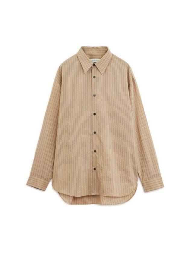 드리스 반 노튼 스트라이프 커브드 헴 셔츠