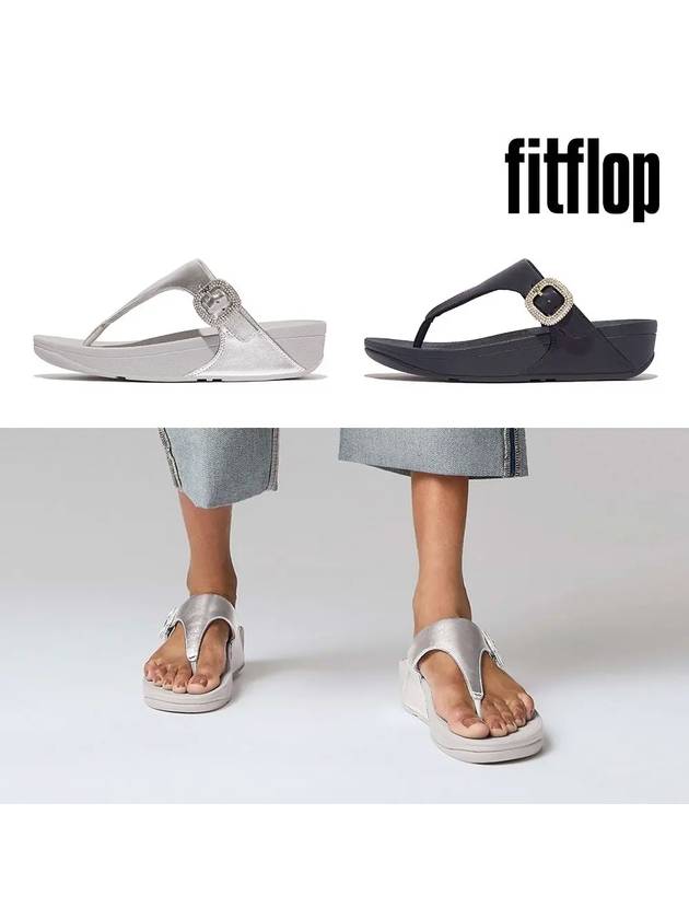 핏플랍 슬리퍼 루루 크리스탈 버클 가죽 쪼리 미드나잇네이비 실버