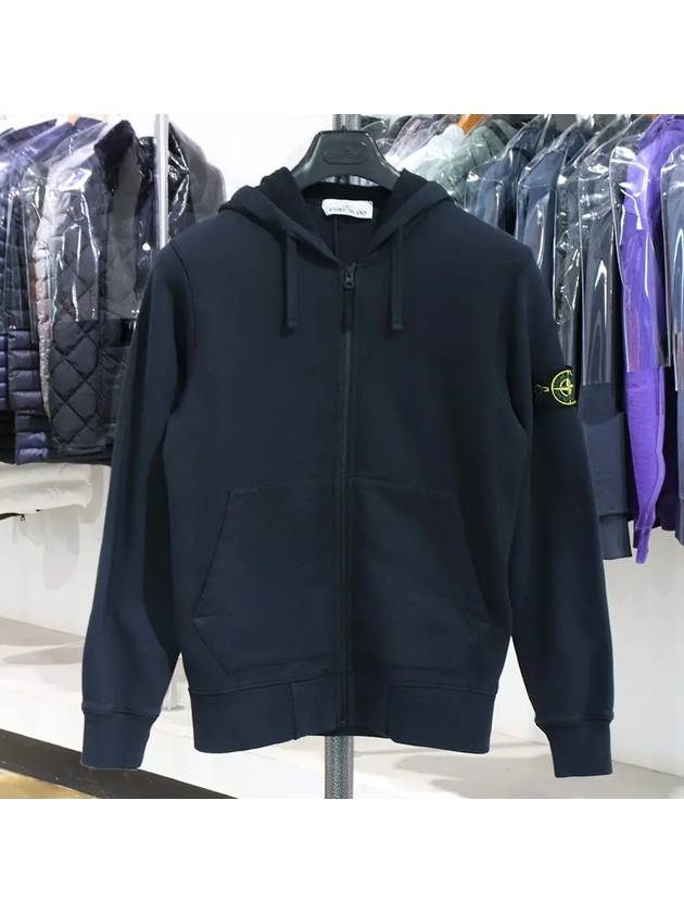 스톤아일랜드 와펜패치 기모 후드집업 64220 네이비