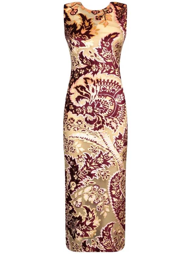 에트로 페이즐리 자카드 벨벳 드레스 WRHA014499JJD03_S9820