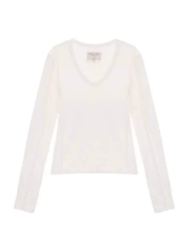 W 마뗑킴 스티치 브이넥 슬림 탑 화이트 W Matin Kim Stitch V Neck Slim Top White