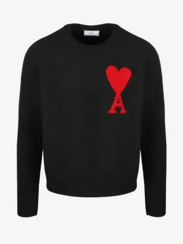 아미 빅 하트 로고 오버사이즈 인타르시아 스웨터 블랙 20FW AMI de Coeur Oversize Intarsia Sweater Black 20FW