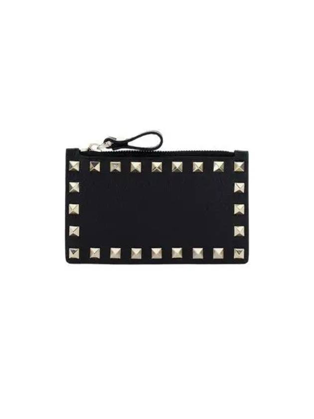 발렌티노 락스터드 지퍼 카드 홀더 블랙 Valentino Rockstud Card Holder with Zipper Black