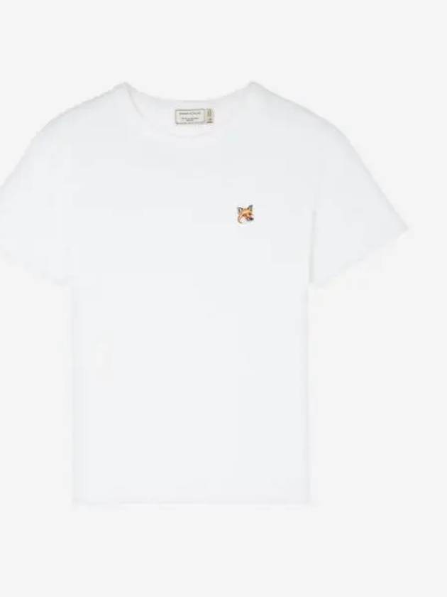 W 메종 키츠네 폭스 헤드 패치 클래식 티셔츠 화이트 W Maison Kitsune Fox Head Patch Classic T Shirt White