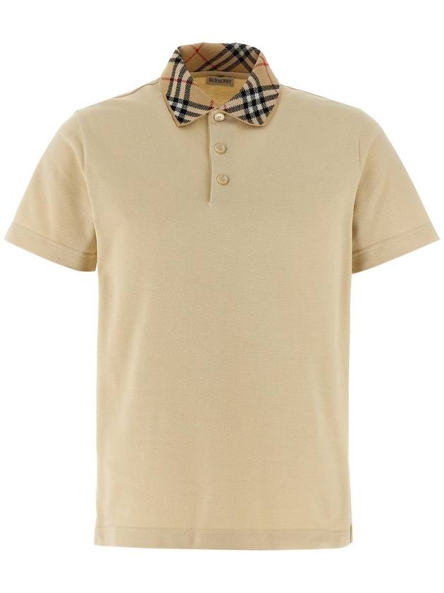 BURBERRY 8103864NUTMEG 체크 칼라 폴로 셔츠