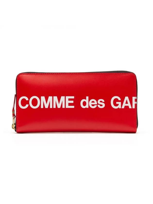 꼼데가르송 월렛 휴즈 로고 지퍼 장지갑 레드