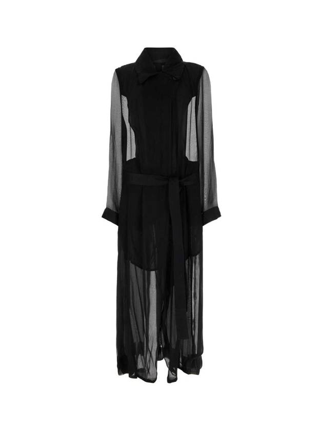 ANN DEMEULEMEESTER 블랙 크레이프 조르진 트렌치코트 2301WCO50FA239 099