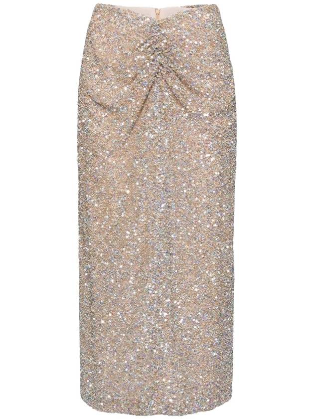 ZURI RUCHED SEQUINED MIDI SKIRT