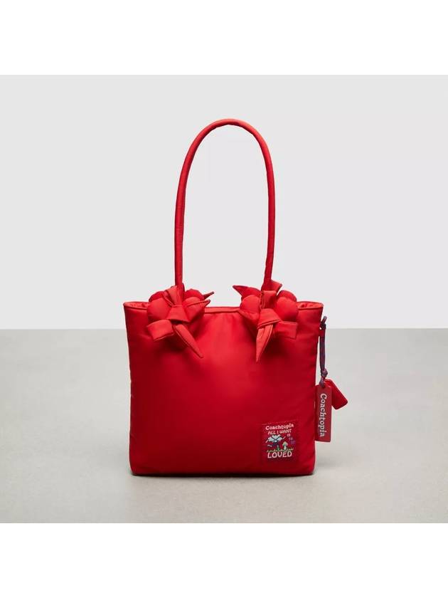코치 코치토피아 루프 스몰 토트백 하트 아플리케 Rosebud Red
