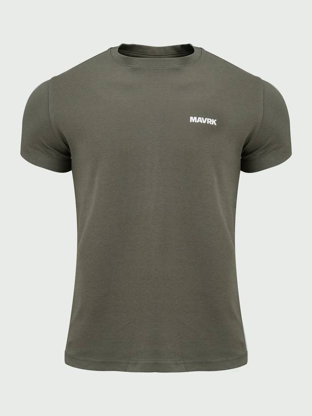 매버릭 데일리 스몰 로고 머슬핏 반팔 티셔츠 카키