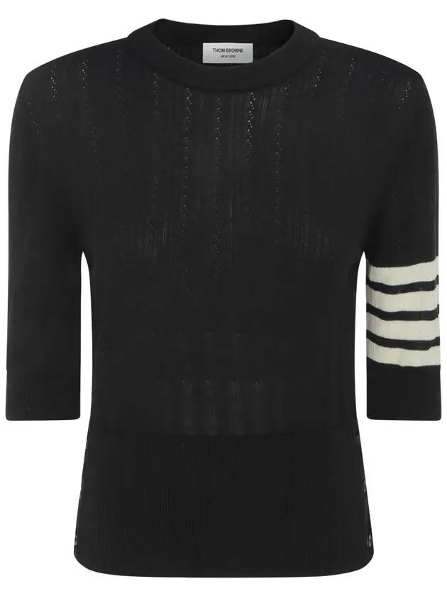 톰브라운 여성 4바 니트 반팔 티셔츠 네이비