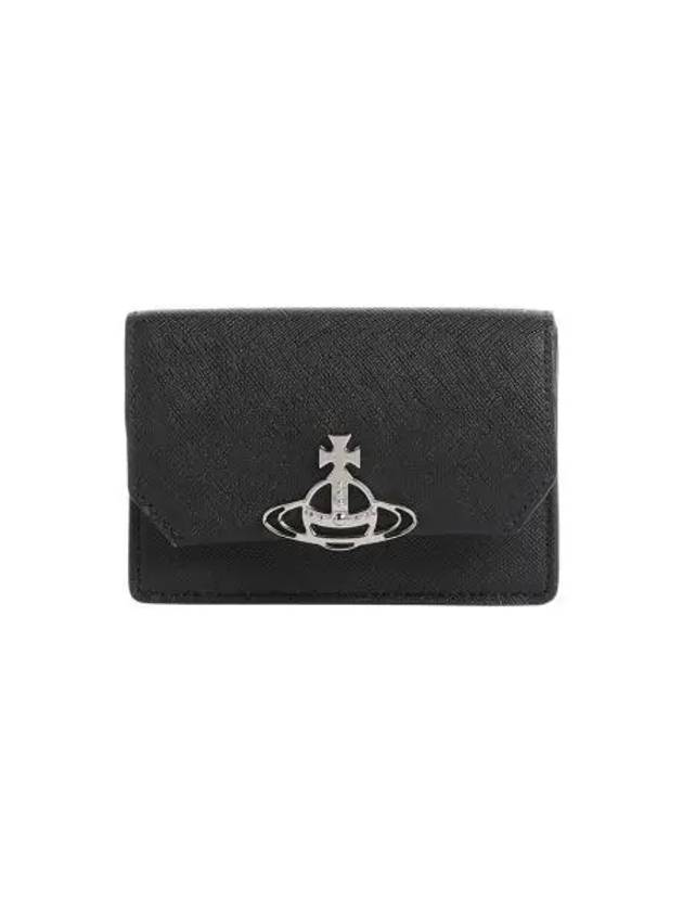 비비안 웨스트우드 사피아노 카우 레더 카드 홀더 블랙 Vivienne Westwood Saffiano Cow Leather Card Holder Black