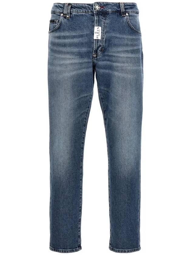 Philipp Plein 로고 패치 스키니 진 MDT3765PDE004N_7CO