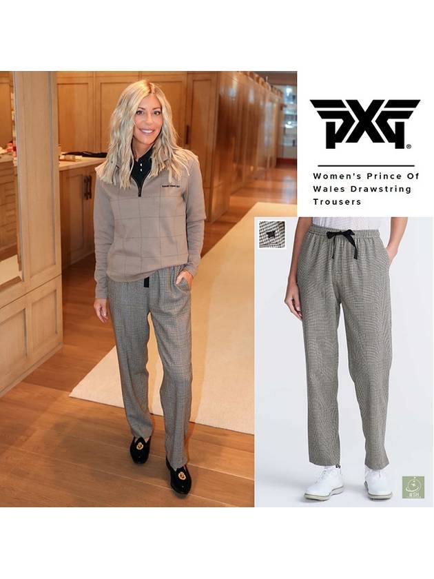 PXG 피엑스지 가을 여성골프웨어 여자 바지 트레이닝 밴딩 골프 팬츠 리본 체크 2024