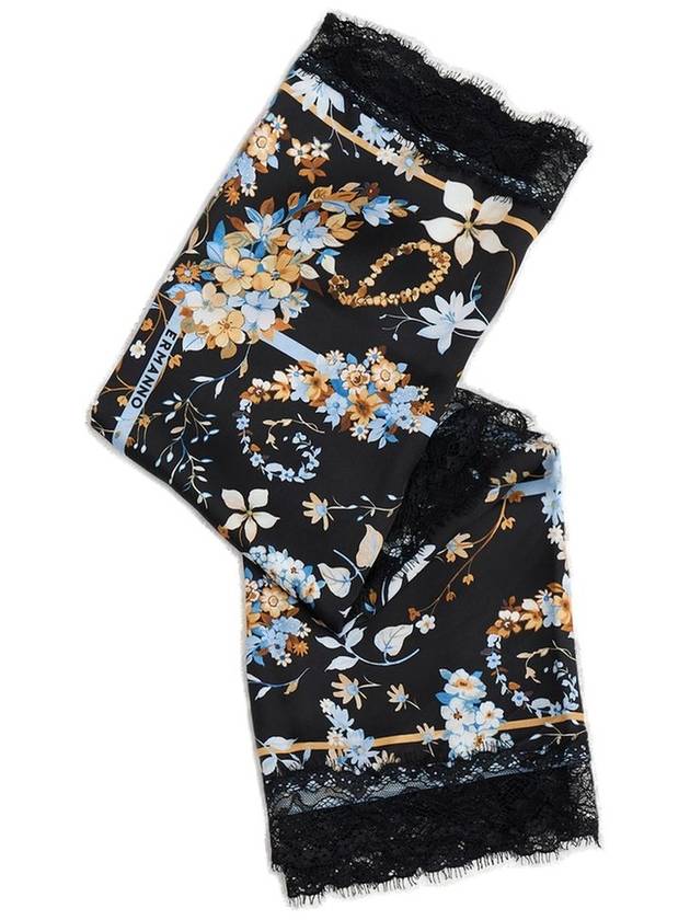 Ermanno Scervino 플로럴 프린트 레이스 엣지 스카프
