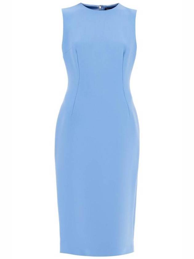 돌체앤가바나 울 크레페 카프 렝스 시스 미디원피스 블루