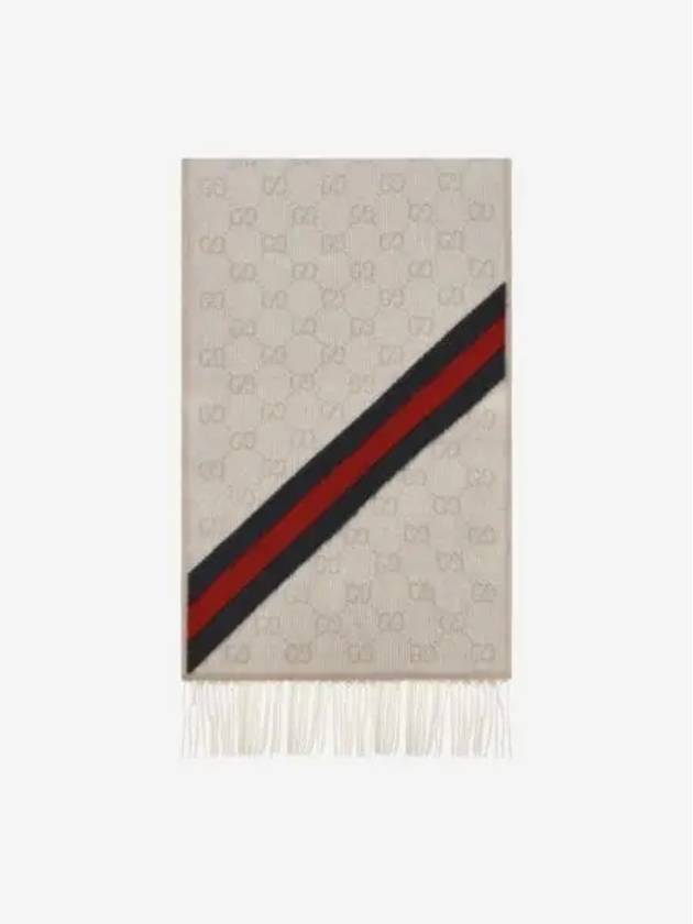 구찌 GG 뉴 니키 웹 울 스카프 샌드 아이보리 Gucci GG New Nikky Web Wool Scarf Sand Ivory