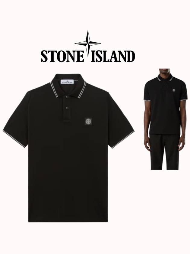 스톤아일랜드 폴로 셔츠 인 피케 코튼 블랙 K1S1522002SCS0018 V0029