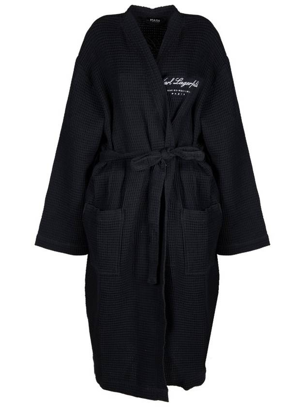 Karl Lagerfeld 호텔 칼 로고 자수 와플 목욕 가운