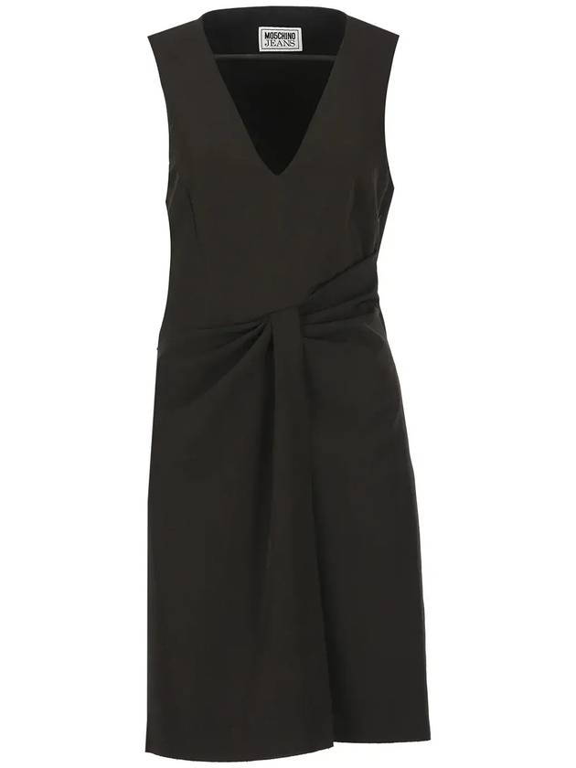 Moschino Jeans 개더드 V 넥 민소매 드레스 04563727_A0555