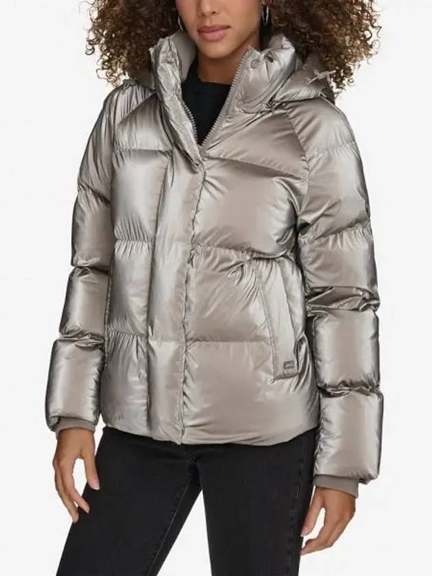 우먼 리바이스 퀼티드 후드 푸퍼 패딩 자켓 실버 9769798