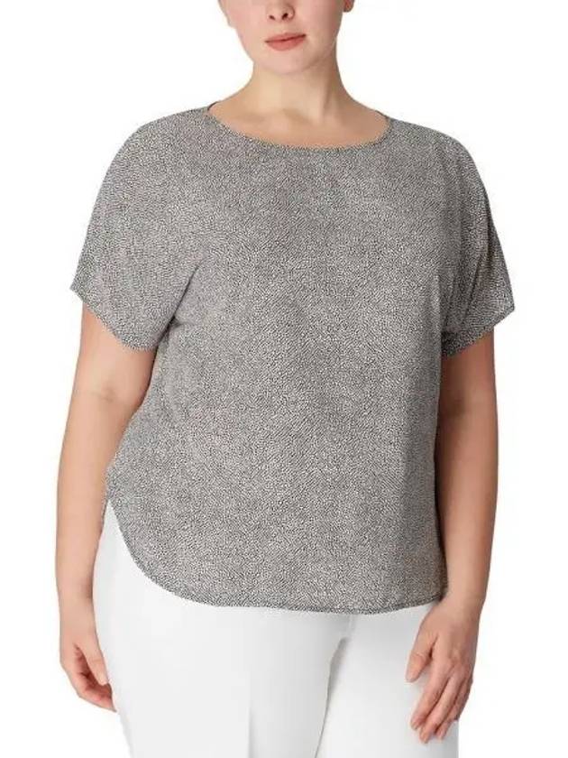 우먼 앤클라인 플러스 프린티드 Bateau Neck 숏슬리브 반팔 블라우스 앤 블랙Anne 화이트 9763922