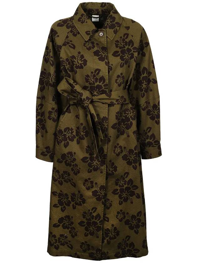 아스페시 히비스커스 프린트 벨티드 트렌치 코트 S5G0747L116FF_64237