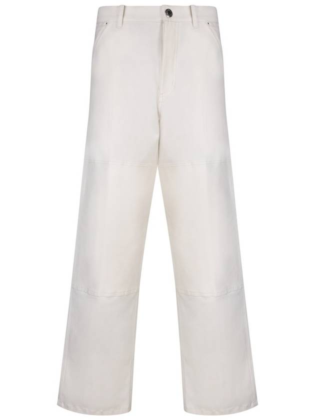 몽클레르 로고 패치 스트레이트 팬츠 화이트