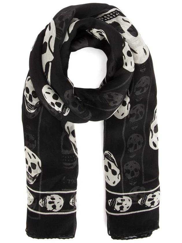 Alexander McQueen 스컬 프린트 마감 엣지 스카프