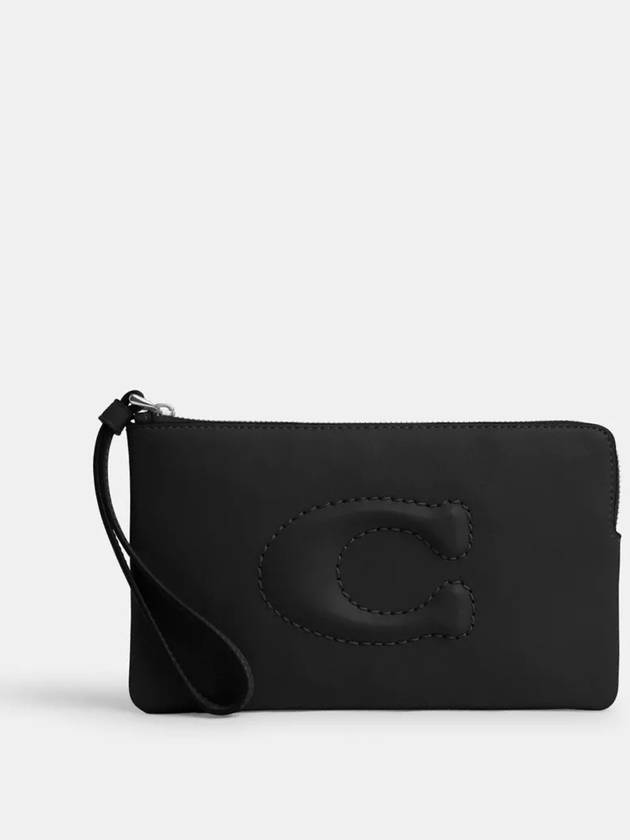 코치 라지 코너 지퍼 손목지갑 Silver Black