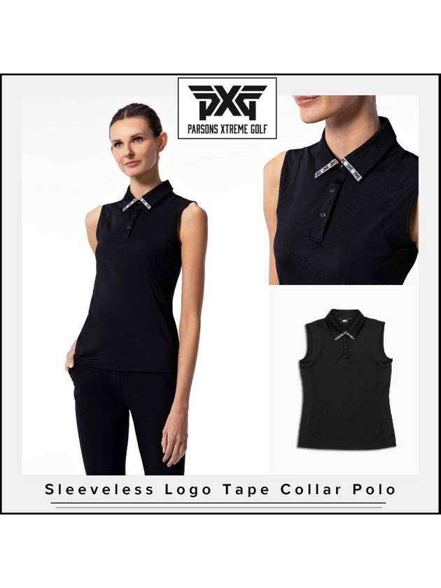 PXG 여성 골프웨어 슬리블리스 로고 테이프 카라 폴로 민소매 골프 티셔츠 Sleeveless Logo Tape Collar Polo
