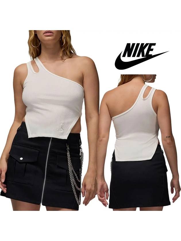 나이키 나시 여성 조던 비대칭 리브 탑 티셔츠 화이트