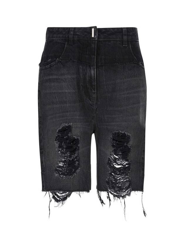 지방시 로고 디테일 디스트레스드 데님 쇼츠