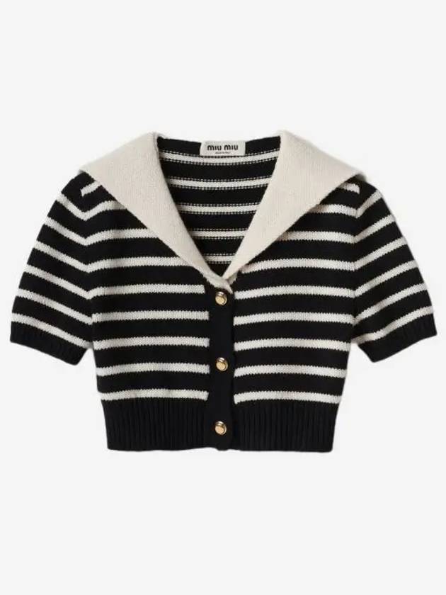 W 미우 미우 캐시미어 니트 가디건 블랙 탄 W Miu Miu Cashmere Knit Cardigan Black Tan