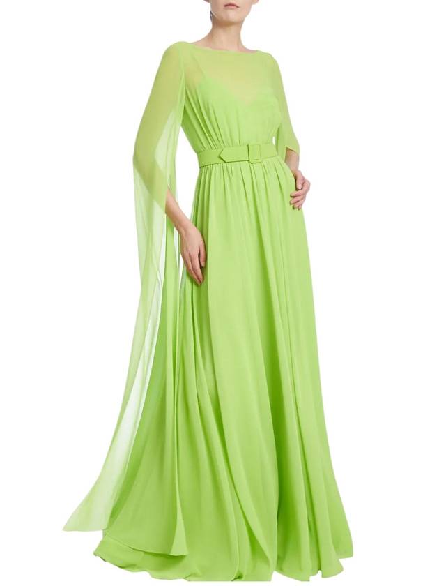 BELTED EVENING CAPE GOWN