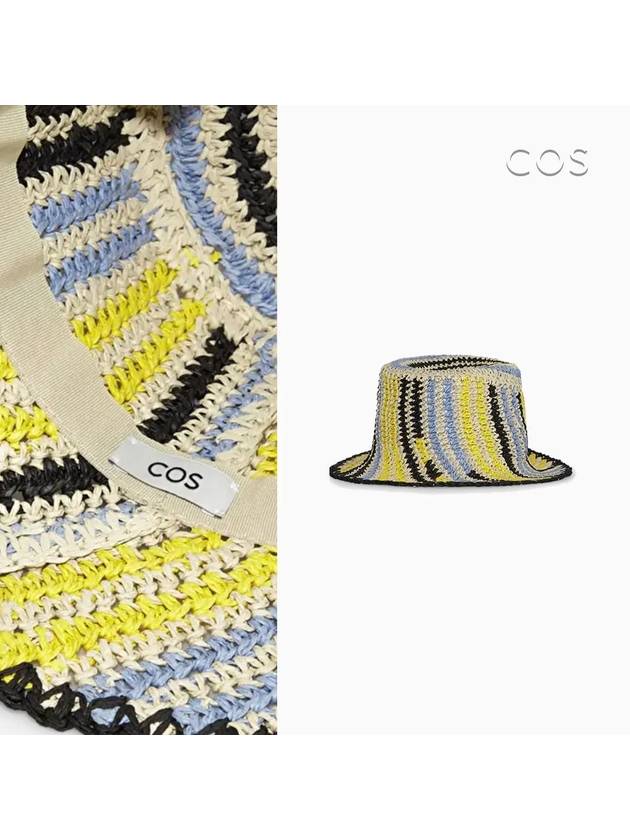 코스 브레이드 스트로 버킷햇 모자 블루