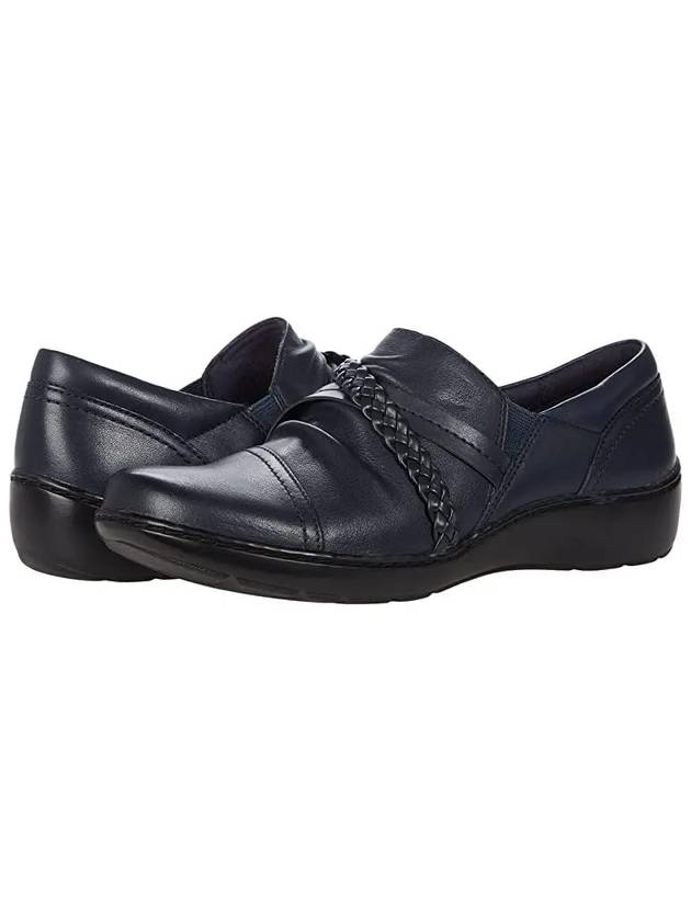 우먼 클락스 코라 Braid 슈즈 스니커즈 네이비 레더 1793783